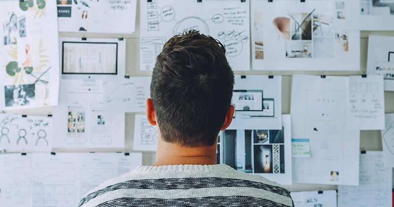 SEO professional brainstorming content ideas for an SEO program.